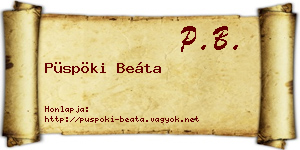 Püspöki Beáta névjegykártya