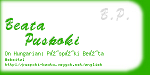 beata puspoki business card